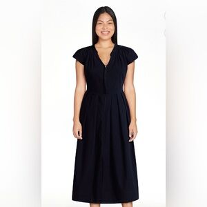 Free Assembly Women's Zip Front Cotton Maxi Dress with Flutter Sleeves, Size M